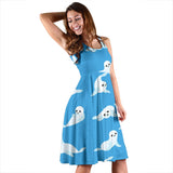 Cute Sea Lion Seal Pattern Background Sleeveless Midi Dress