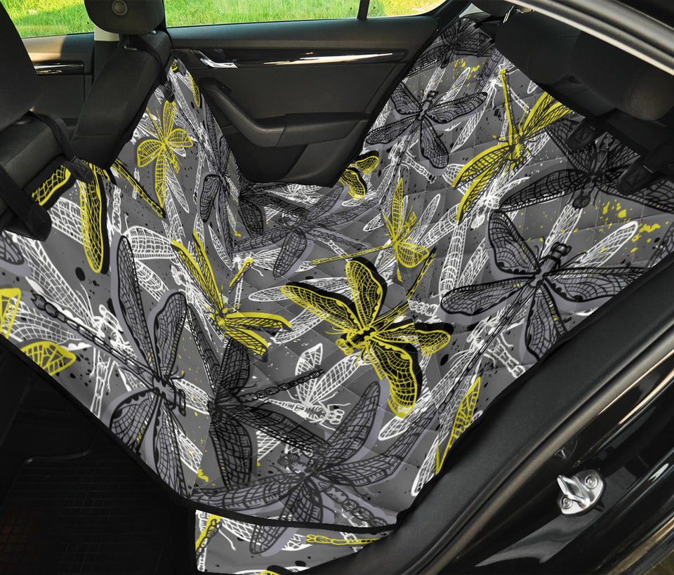 Hand Drawn Dragonfly Pattern Dog Car Seat Covers