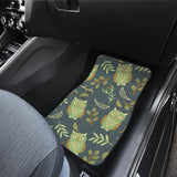 Cute Owls Leaves Pattern Front And Back Car Mats