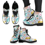 Cute Elephants Palm Tree Flower Butterfly Pattern Leather Boots