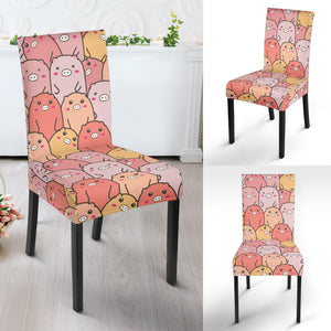 Pig Pattern Print Design 04 Dining Chair Slipcover