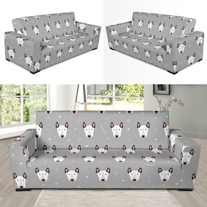 Bull Terrier Pattern Print Design 05 Sofa Slipcover