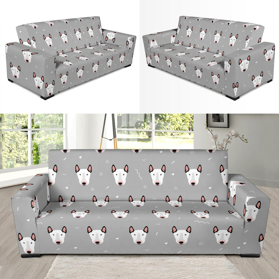 Bull Terrier Pattern Print Design 05 Sofa Slipcover