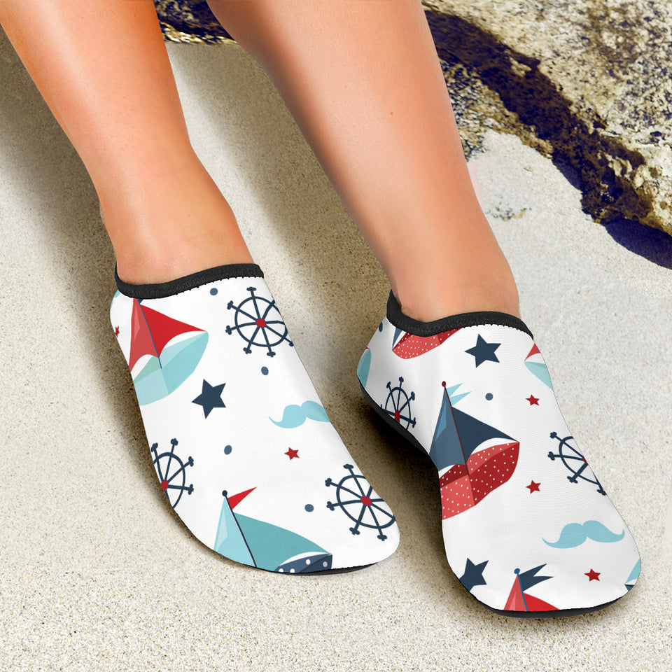 Cute Color Paper Sailboat Pattern Aqua Shoes