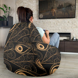 Gold Peacock Feather Pattern Bean Bag Cover
