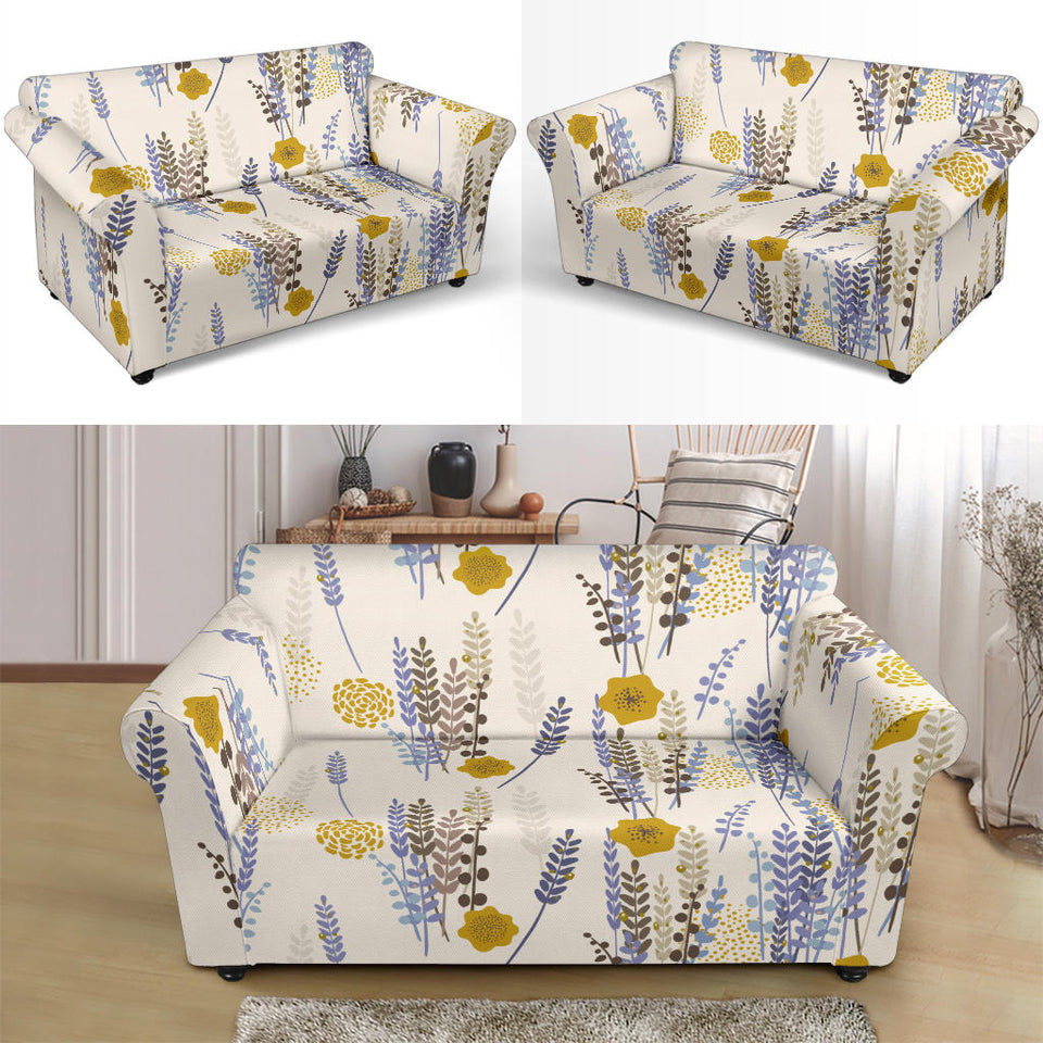 Lavender Modern Pattern Blackground Loveseat Couch Slipcover