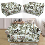 Monkey Sloth Lemur Palm Trees Pattern Loveseat Couch Slipcover