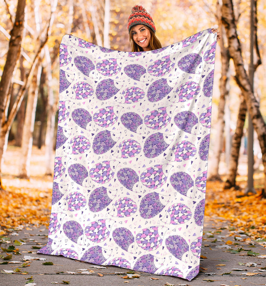 Hedgehog Pattern Print Design 05 Premium Blanket