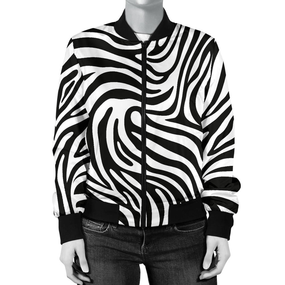 Zebra Skin Pattern Women'S Bomber Jacket