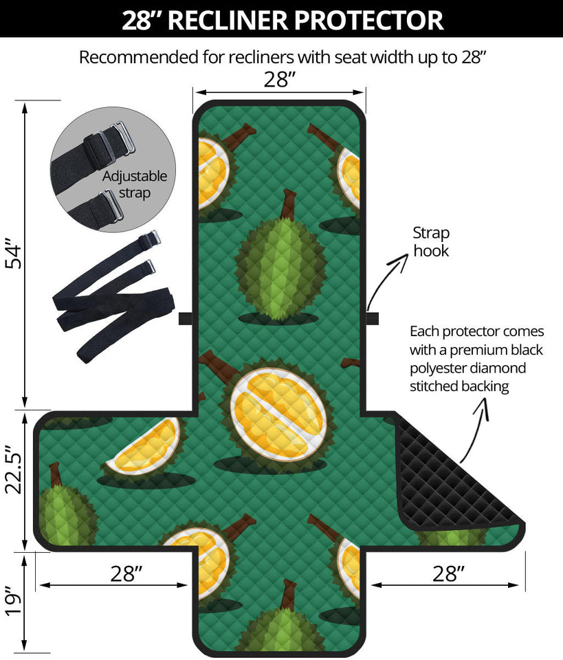 Durian pattern green background Recliner Cover Protector