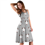Bull Terrier Pattern Print Design 05 Sleeveless Midi Dress