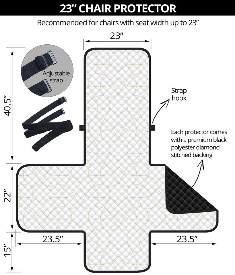 arabic white pattern Chair Cover Protector