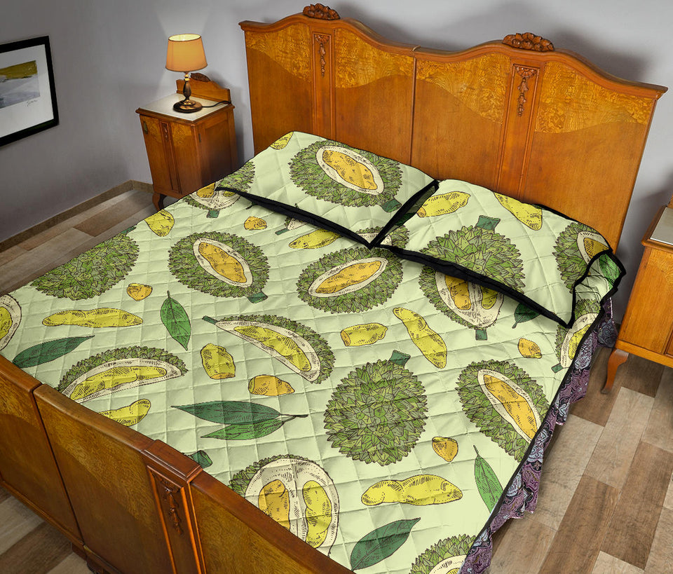 Durian leaves pattern background Quilt Bed Set