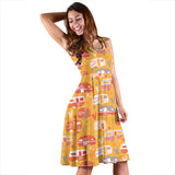 Camper Van Pattern Print Design 04 Sleeveless Midi Dress