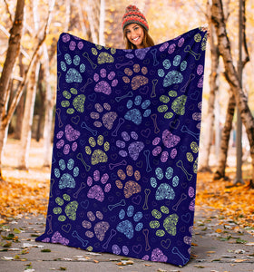 Dog Paws Pattern Print Design 02 Premium Blanket
