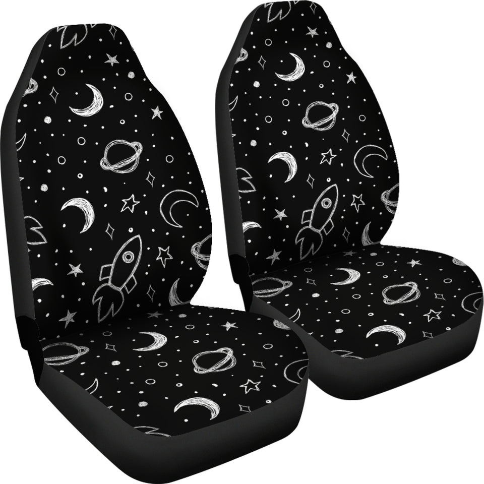 Hand Drawn Space Rocket Star Planet  Universal Fit Car Seat Covers