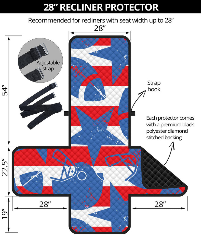 American football ball star stripes pattern Recliner Cover Protector