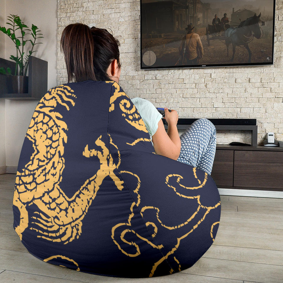 Gold Dragon Pattern Bean Bag Cover