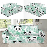 Panda Pattern Tropical Leaves Background Sofa Slipcover
