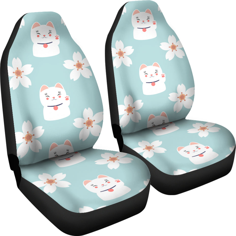 Maneki Neko Lucky Cat Sakura Universal Fit Car Seat Covers