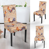 Cute Rooster Chicken Cock Floral Ornament Background Dining Chair Slipcover