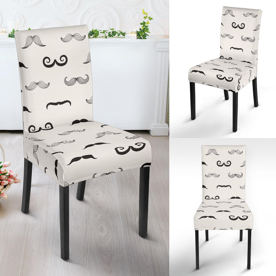 Mustache Beard Pattern Print Design 05 Dining Chair Slipcover