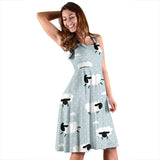 Sheep Polka Dot Cloud Pattern Sleeveless Midi Dress