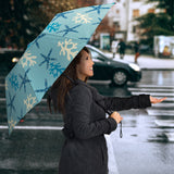 Blue Starfish Coral Reef Pattern Umbrella