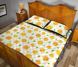 oranges leaves pattern Quilt Bed Set