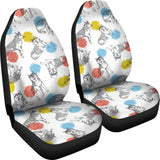 Siberian Husky And Colorful Circle Pattern  Universal Fit Car Seat Covers