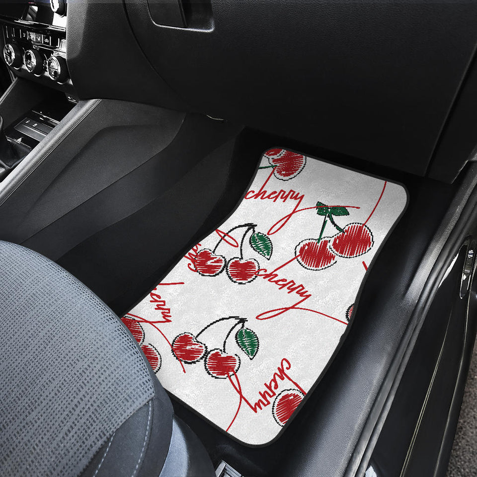 Hand Drawn Cherry Pattern Front And Back Car Mats