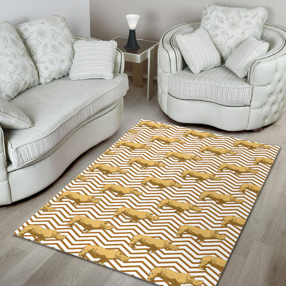 Rhino Yellow Theme Pattern Area Rug