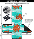 Octopuses sea wave background Recliner Cover Protector