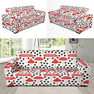 Red Mushroom Dot Pattern Sofa Slipcover