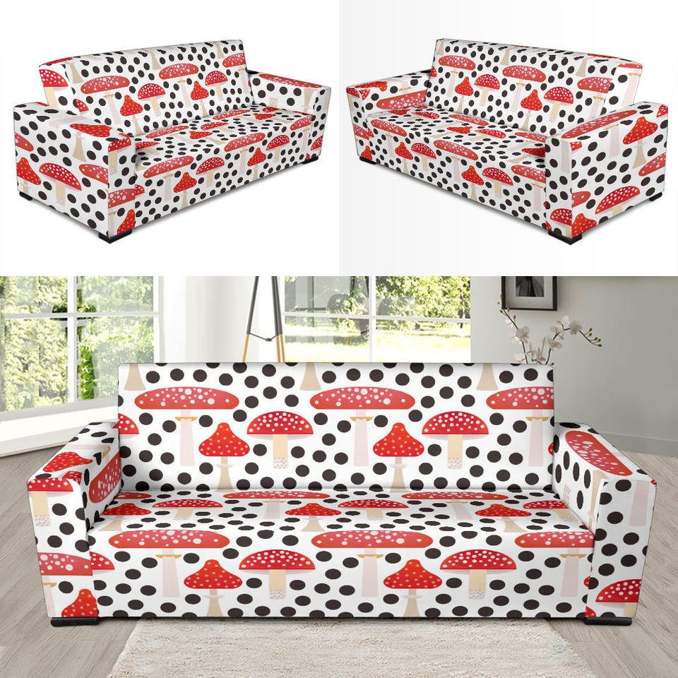 Red Mushroom Dot Pattern Sofa Slipcover