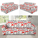 Red Mushroom Dot Pattern Sofa Slipcover