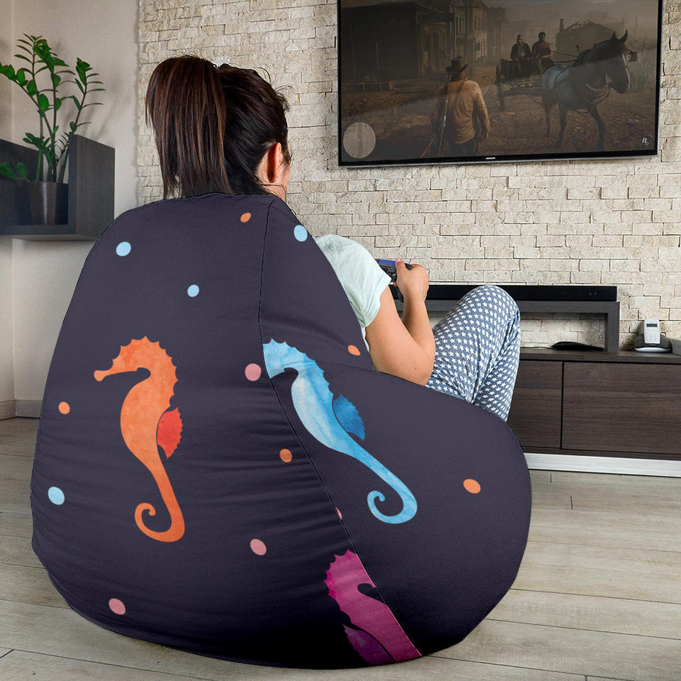 Watercolor Colorful Seahorse Pattern Bean Bag Cover