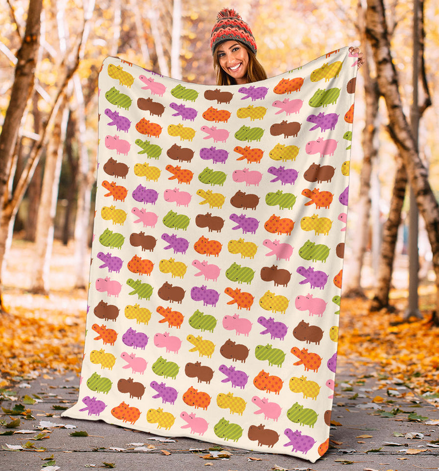 Hippopotamus Pattern Print Design 01 Premium Blanket