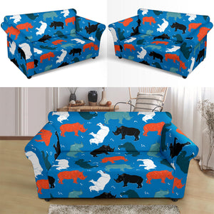 Colorful Rhino Pattern Loveseat Couch Slipcover
