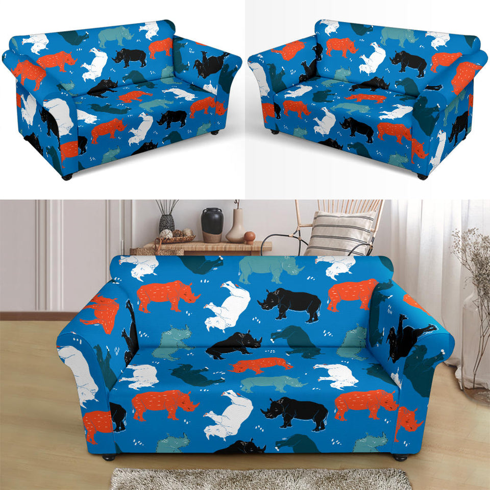Colorful Rhino Pattern Loveseat Couch Slipcover