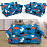 Colorful Rhino Pattern Loveseat Couch Slipcover