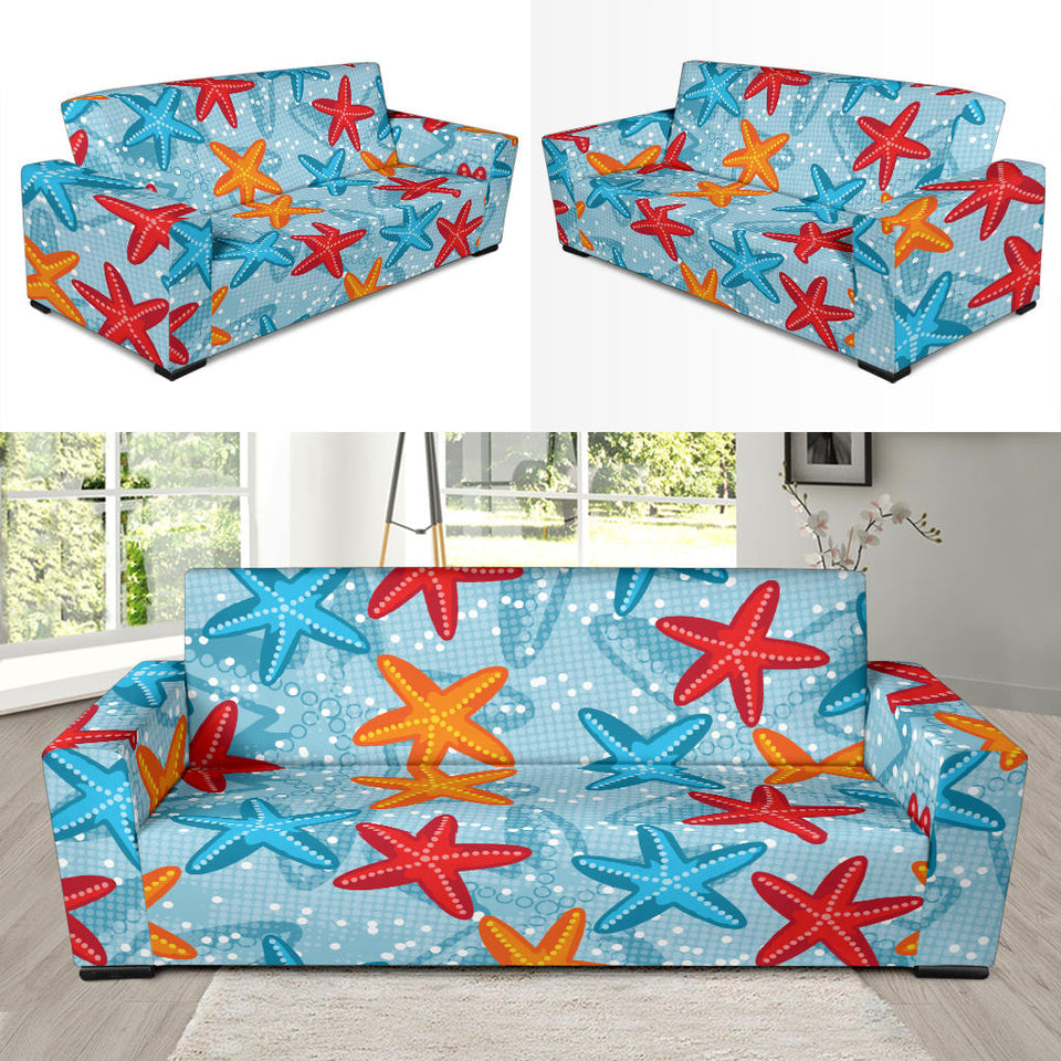 Blue Red Orange Starfish Pattern Sofa Slipcover