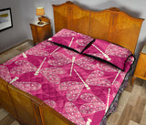 Beautiful dragonfly pink background Quilt Bed Set