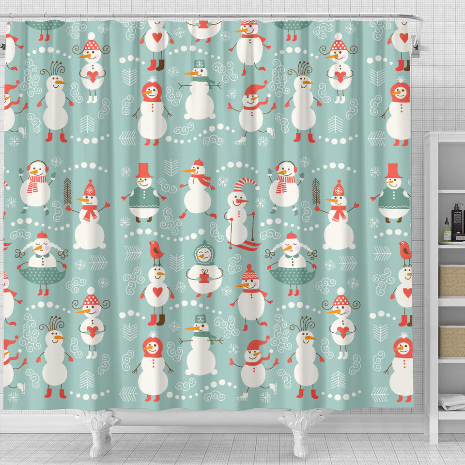 Cute Snowman Pattern Shower Curtain Fulfilled In US