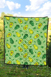 Avocado Pattern Green Background Premium Quilt