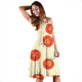 Tomato Dot Background Sleeveless Midi Dress