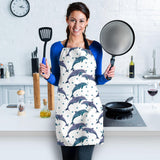 Dolphins Pattern Dotted Background Adjustable Apron