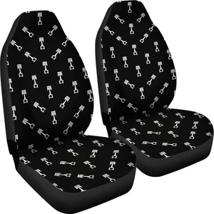 Engine Piston Black Theme Pattern Print Design 03 Universal Fit Car Seat Covers