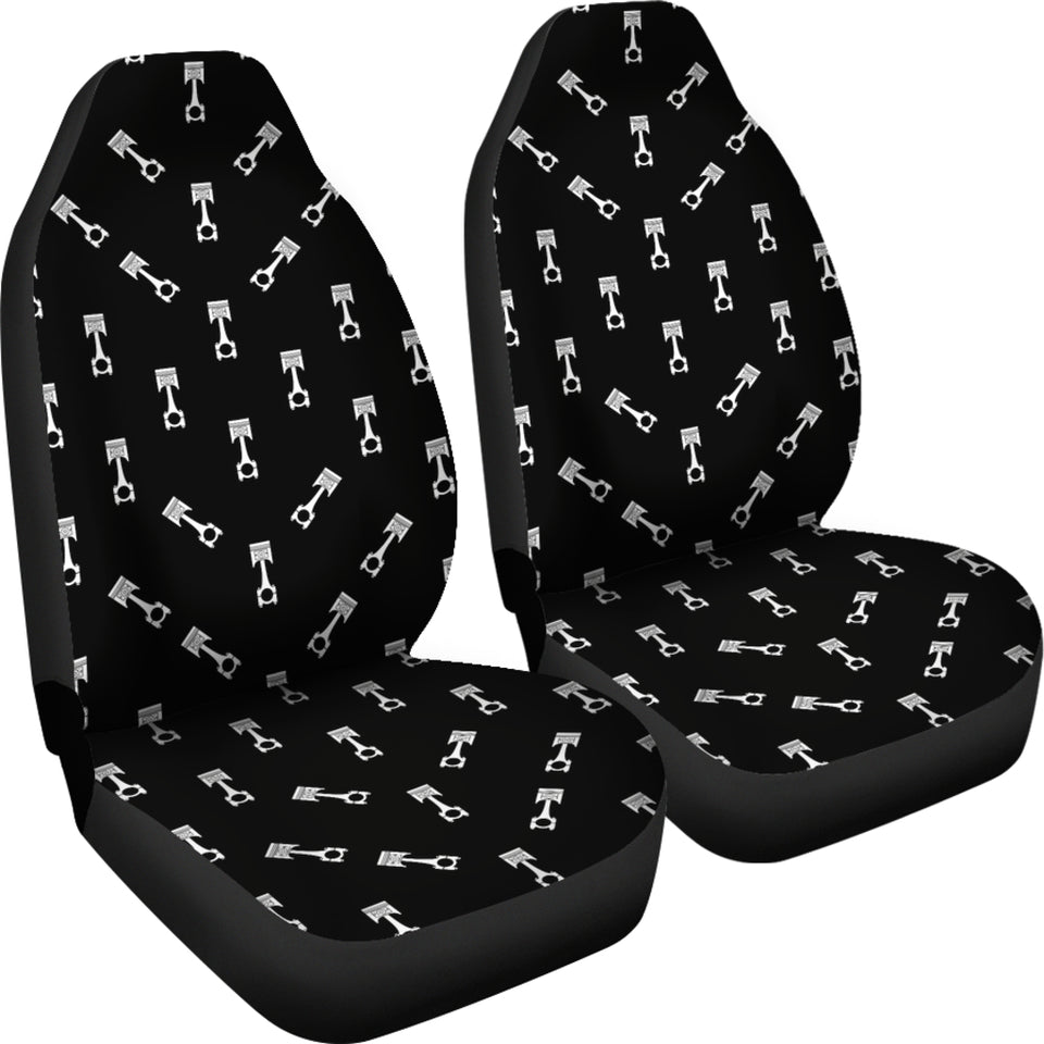 Engine Piston Black Theme Pattern Print Design 03 Universal Fit Car Seat Covers