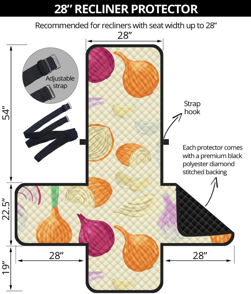 Onion garlic white red pattern Recliner Cover Protector